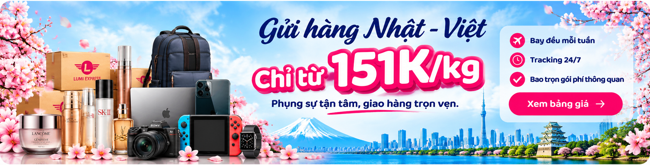 Gửi hàng Nhật – Việt Chỉ từ 151K/kg - Lumi Express